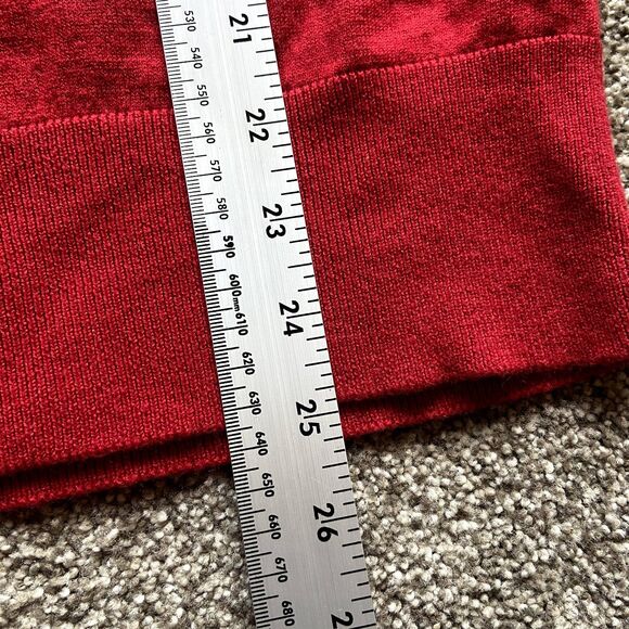 BURBERRY BRIT RED CHECKERED V NECK CASHMERE SWEATER SZ SMALL - Picture 6 of 7